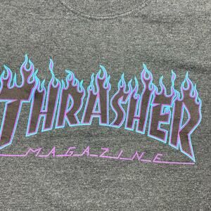 Thrasher shirt men’s small Y2K punk rock vintage heavy metal grunge flames biker